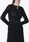 Simkhai Mabel Openwork Knit Cardigan Long Sleeves In Black