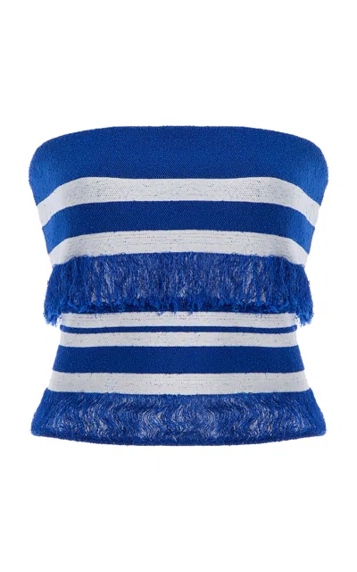 Simkhai Cairo Cotton-blend Knit Tube Top In Blue