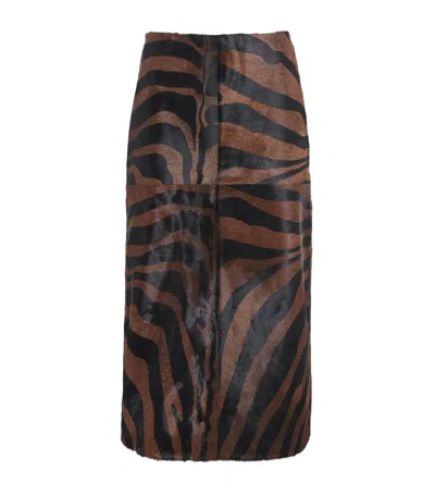Simkhai Calf Hair Tobiana Midi Skirt In Brown