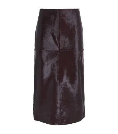 Simkhai Calf Hair Tobiana Midi Skirt In Burgundy