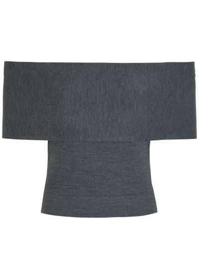Simkhai Callahan Off-the-shoulder Wool Top In Gray