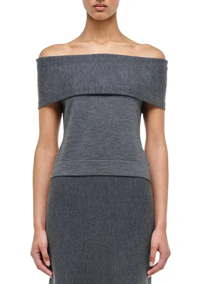 Simkhai Callahan Wool Off Shoulder Top In Grey In Gray