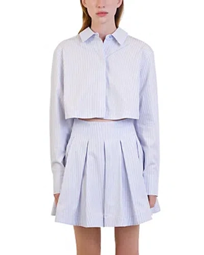 Simkhai Callas Long Sleeve Pleated Mini Dress In French Blue