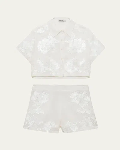 Simkhai Callie Floral Camp Shirt In White