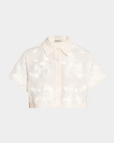 Simkhai Callie Floral Camp Shirt In White