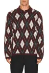 Simkhai Callum Argyle Cashmere Long Sleeve Polo In Fig Multi