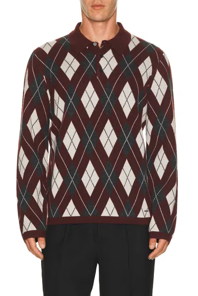 Simkhai Callum Cashmere Argyle Polo In Fig Multi