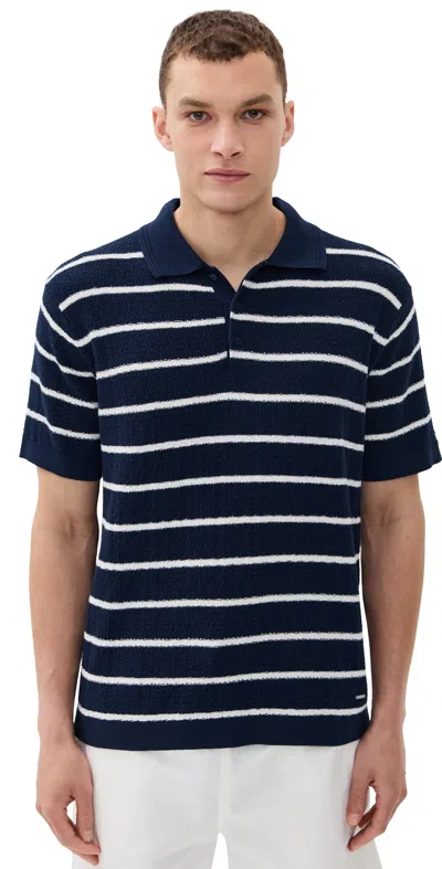 Simkhai Calum Polo Midnight Stripe In Blue