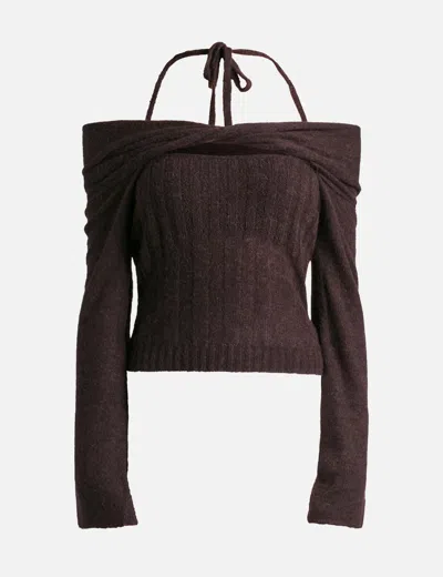 Simkhai Cambria Sheer Alpaca Top In Brown