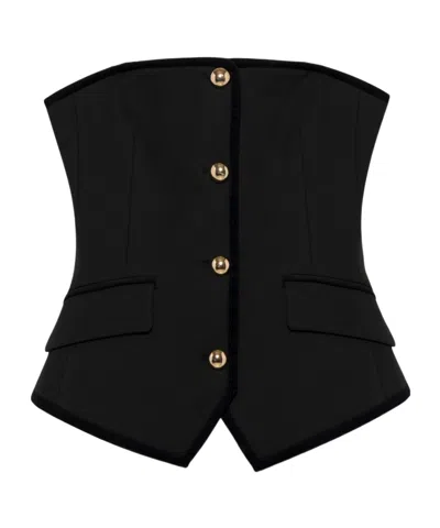 SIMKHAI CAMBRIE VELVET TRIMMED BUSTIER TOP