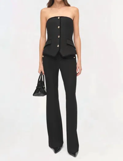 Simkhai Cambrie Velvet Trimmed Bustier Top In Black