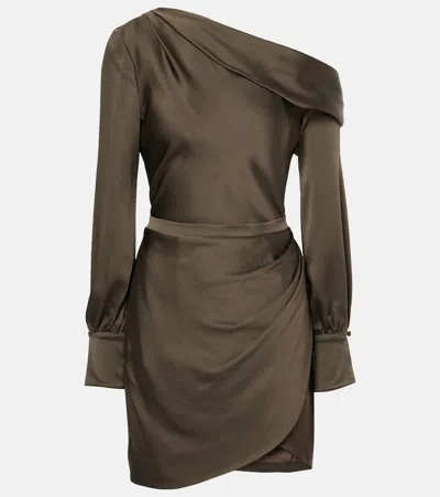 Simkhai Cameron One Shoulder Mini Dress In Marrone Marroni