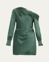 Simkhai Cameron Draped One-shoulder Mini Dress In Botanical