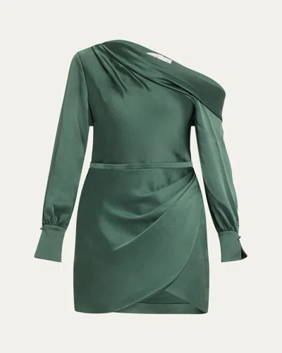 Simkhai Cameron Draped One-shoulder Mini Dress In Botanical
