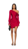 Simkhai Cameron One-shoulder Midi Dress In Cherry Red In Red