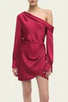 Simkhai Cameron One-shoulder Midi Dress In Cherry Red