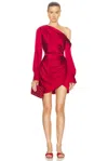 Simkhai Cameron One-shoulder Midi Dress In Cherry Red In Cherry
