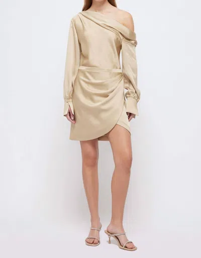 Simkhai Cameron One Shoulder Mini Dress In Champagne In White