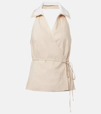 Simkhai Campbell Linen Top In Sand