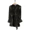 Simkhai Camryn Long Sleeve Faux Wrap Minidress In Multi