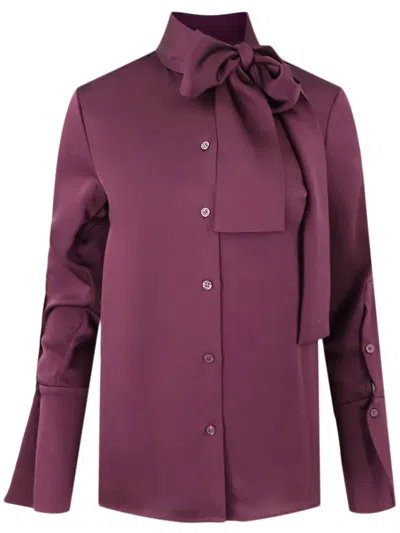 Simkhai Candela Pussy-bow Satin Shirt In Purple