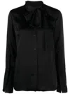 Simkhai Candela Pussy-bow Satin Shirt In Schwarz