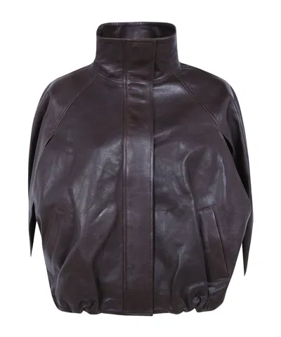 Simkhai Cape-style Leather Jacket In Brown