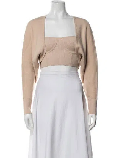 Pre-owned Simkhai Cardigan Set Square Neckline Sweater W/ Tags In Neutrals