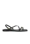 Simkhai Carey Leather Strappy Flat Sandal In Black