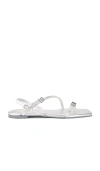 Simkhai Carey Metallic Strappy Flat Sandal In Silver