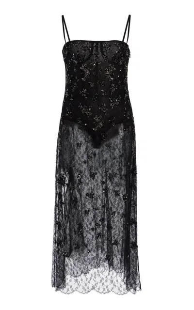 Simkhai Carmela Sheer Midi Dress In Black