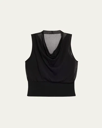 Simkhai Carmina Sheer Cowl-neck Tank Top In Black