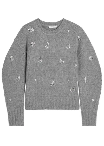 Simkhai Caroline Embellished Wool And Cashmere-blend Jumper In Gray