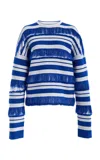 Simkhai Carrick Cotton-blend Crewneck Sweater In Blue