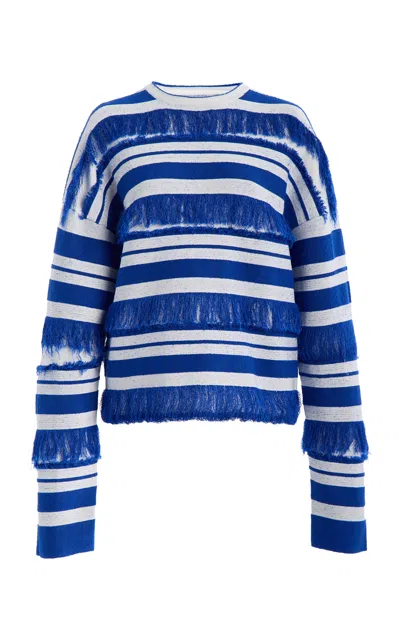 Simkhai Carrick Cotton-blend Crewneck Sweater In Blue