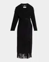 Simkhai Womens Black Carrie Fringe-trim Wool-blend Robe Coat In Black