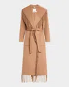 Simkhai Carrie Belted Fringe Robe Coat In Camel