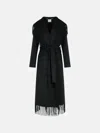 Simkhai Womens Black Carrie Fringe-trim Wool-blend Robe Coat In Black