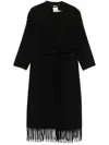 Simkhai Womens Black Carrie Fringe-trim Wool-blend Robe Coat In Black