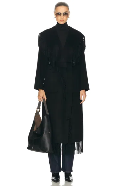 Simkhai Carrie Fringe Robe Coat In Black