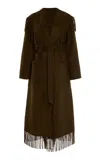 Simkhai Carrie Fringe Robe Coat In Brown