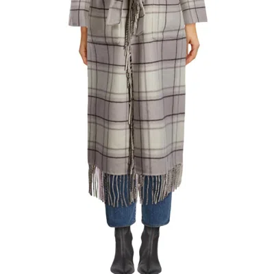 Simkhai Carrie Fringe Robe Coat In Gray