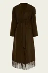 Simkhai Carrie Fringe Robe Coat In Chocolate In Brown