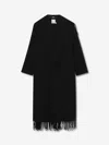 Simkhai Womens Black Carrie Fringe-trim Wool-blend Robe Coat In Black