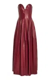 Simkhai Carrington Bustier Lambskin Gown In Burgundy
