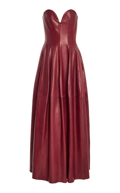 Simkhai Carrington Bustier Lambskin Gown In Burgundy