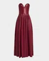 Simkhai Carrington Strapless Leather Bustier Gown In Red