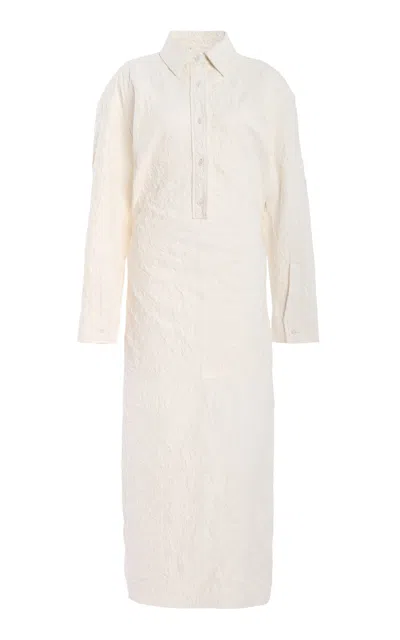 Simkhai Carroway Lambskin-cotton Leather Midi Dress In White