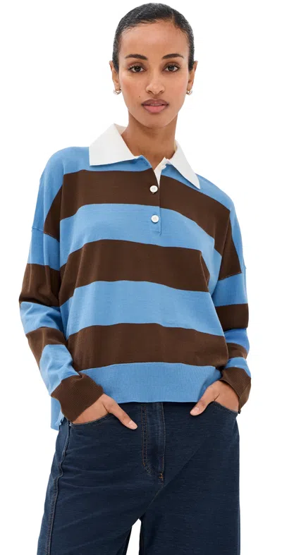 SIMKHAI CARSON RUGBY POLO HORIZON STRIPE