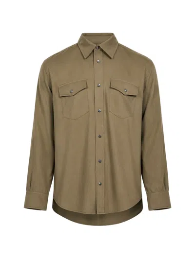 Simkhai Carter Flap-pocket Long-sleeve Shirt In Green